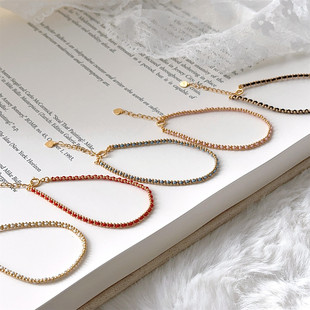 s925通体纯银Red_Line同款 编织小彩绳甜酷链条手链本命年红绳百搭