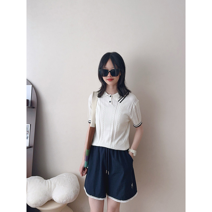 女童polo短袖t恤 2026夏新款 初高中翻领乖乖女针织小衫半袖上衣
