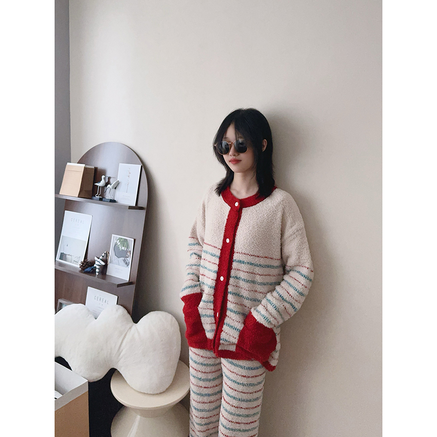 时髦女孩冬季加绒家居服套装