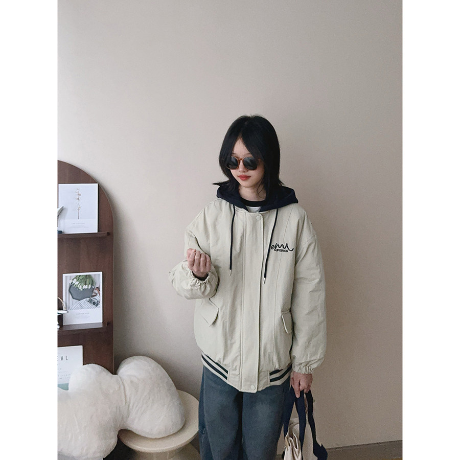 女童冬装夹棉外套 2025秋冬新款 初高中连帽百搭棉衣上衣加厚棉服