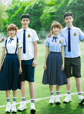 学院风毕业照初三高三校服套装夏季运动会半袖衬衫6年级表演班服