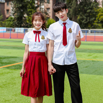 初高中小学生毕业班服集体大合唱团演出服女诗歌朗诵比赛表演红裙