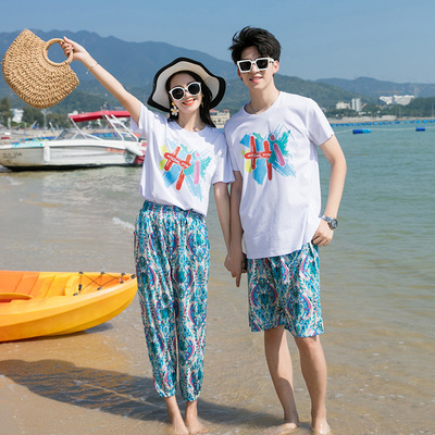 情侣装夏季泰国海边蜜月沙滩渡假露营衣服穿搭女海南套装三亚拍照