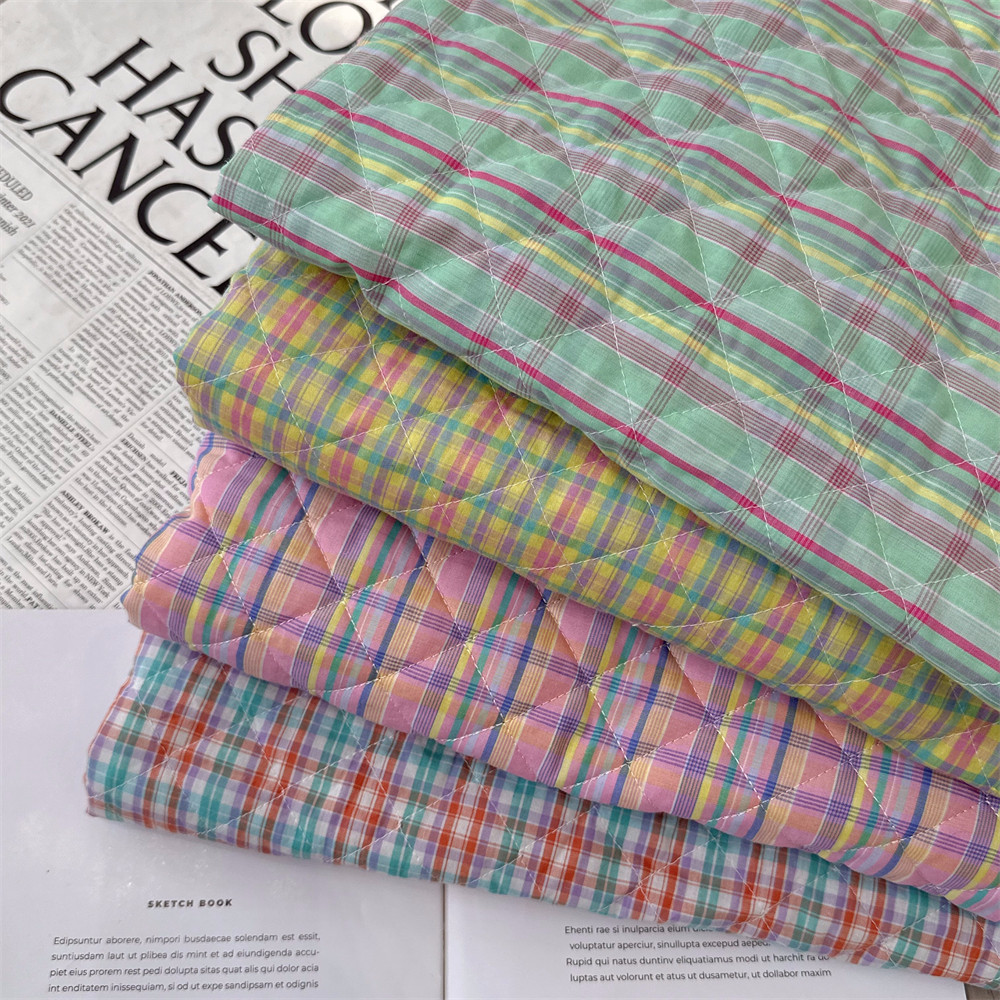 布亦 韩系绗缝定制格厚外套棉袄面料沙发布盖被包包夹棉diy面料