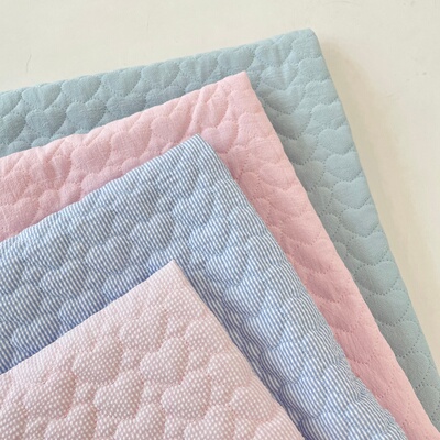 布亦新款小清新ins皱布爱心绗缝夹棉加厚布料服装抱枕桌布手工diy