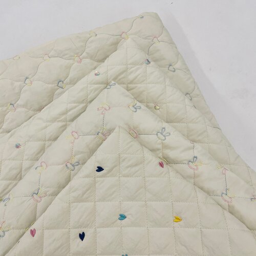 新款简约甜美绗绣爱心蝴蝶结布料