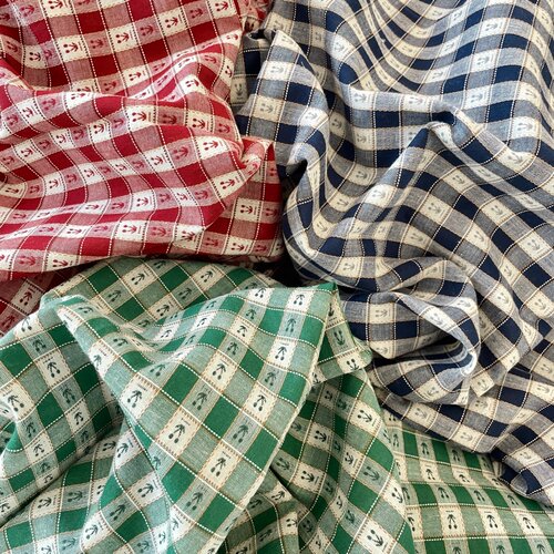 布亦小清新新款樱桃格子百搭布料连衣裙服装桌布抱枕衬衫手工diy