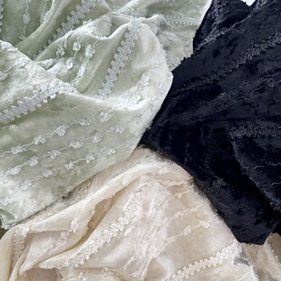 布亦天鹅绒刺绣提花蕾丝连衣裙衣服抱枕高级质感手工diy布料