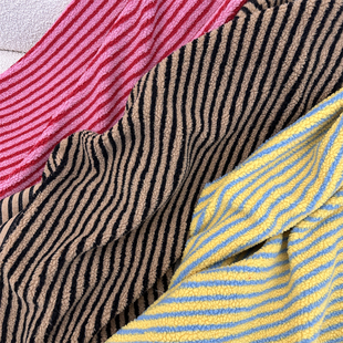 布亦 秋冬羊羔绒条纹加厚围巾外套睡衣服装面料毛毯沙发套diy布料