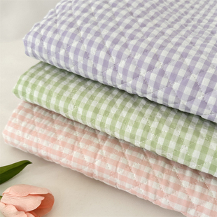 布亦 里布宠物衣服内衬布撞色格子坐垫布料 绗棉夹棉复合面料服装