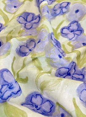 布亦小清新新款紫色鸢尾布料服装连衣裙桌布抱枕手工diy小众ins