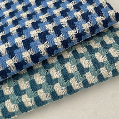 布亦 加厚密实千鸟格交叉编织提花服装面料沙发布窗帘涂层格布料