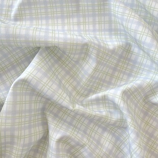 布亦新款小清新ins温柔紫格布料连衣裙服装桌布抱枕衬衫手工diy