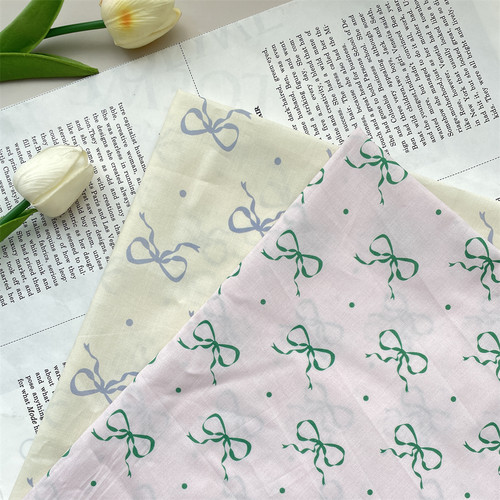 韩系温柔蝴蝶结布料春夏新款连衣裙衬衫包包手工diy桌布面料