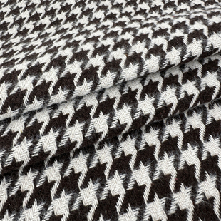 布亦 小香风毛呢大千鸟格棕重工编织外套服装面料沙发套粗纺布料