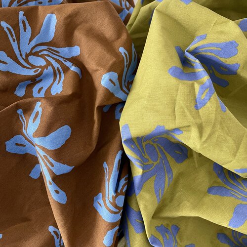 布亦新款复古蓝花布料ins风服装连衣裙提花手工diy面料