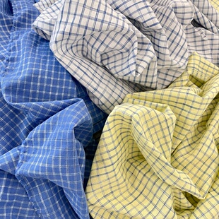 桌布手工diy个性 连衣裙衬衫 小清新涤棉格子撞色布料服装 布亦新款