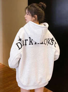 ZM.Z2026春上新款美式街头字母刺绣连帽卫衣男女休闲百搭宽松帽衫