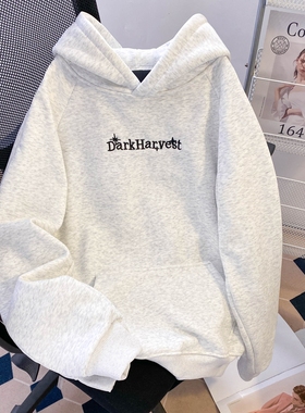 ZM.Z2026新款美式街头字母刺绣连帽卫衣男女宽松套头百搭休闲帽衫