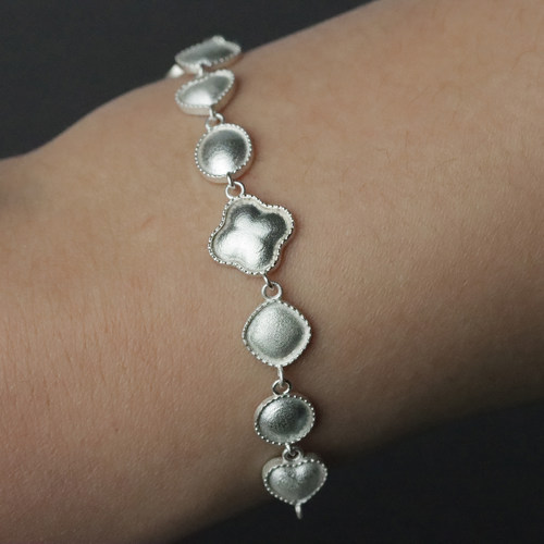 DIY纯银手链珐琅银胎内填底胎