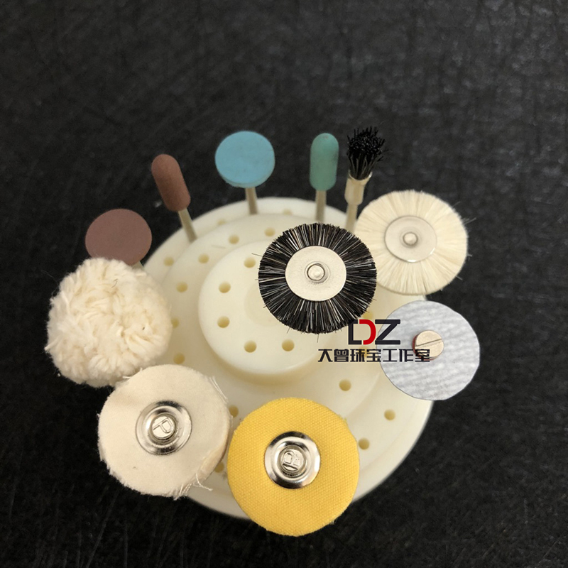 抛光胶轮金银免蜡抛光轮带柄进口柱形橡胶轮打金耗材 红/绿