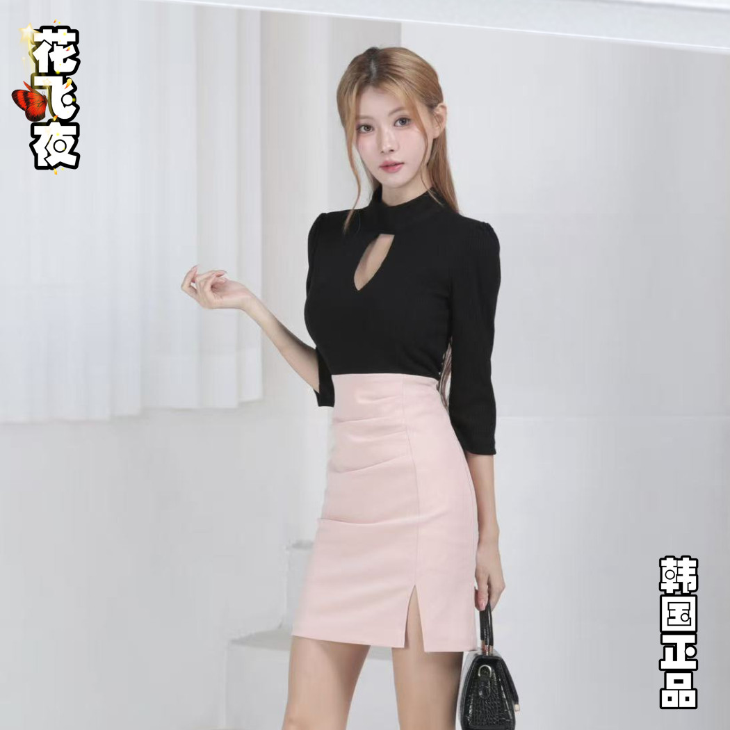 韩国代购2025年秋款小个子女生短款修身连衣裙百搭显瘦一步包臀裙