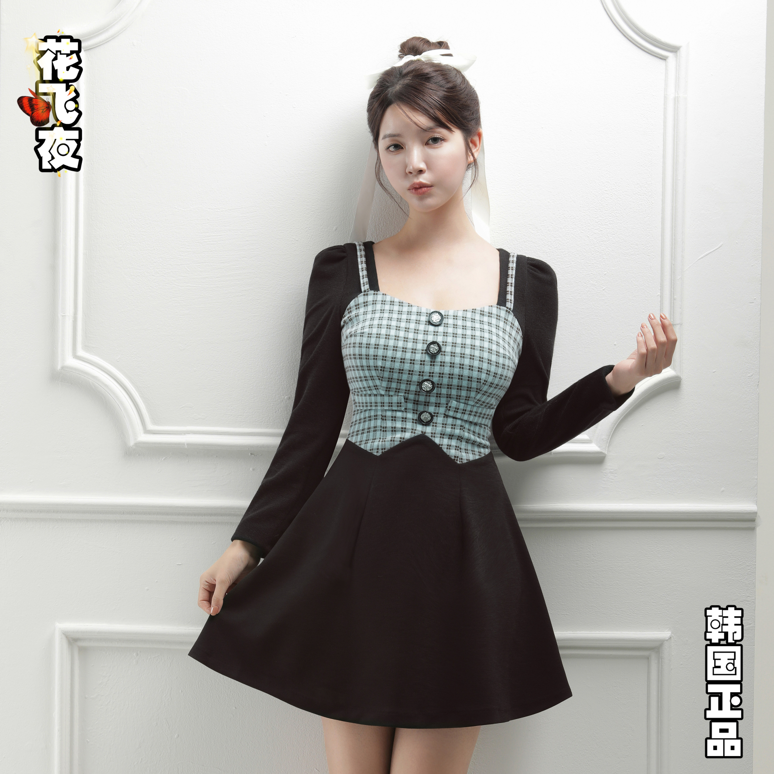 韩国代购2025年冬款小个子女生A字连衣裙少女风百搭通勤韩版洋装