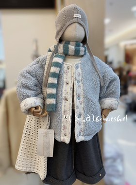 ICO | 鹿小梨梨蓝色两面穿毛毛衣夹棉外套日秋冬宝宝洋气碎花