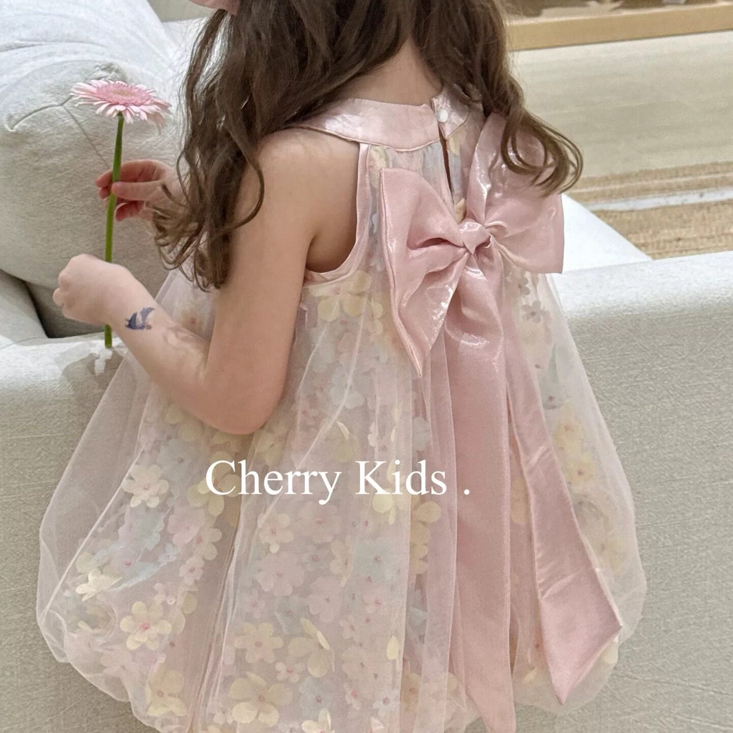 【正品现货】樱桃女童甜美公主裙2026夏新款宝宝洋气背心裙花苞裙
