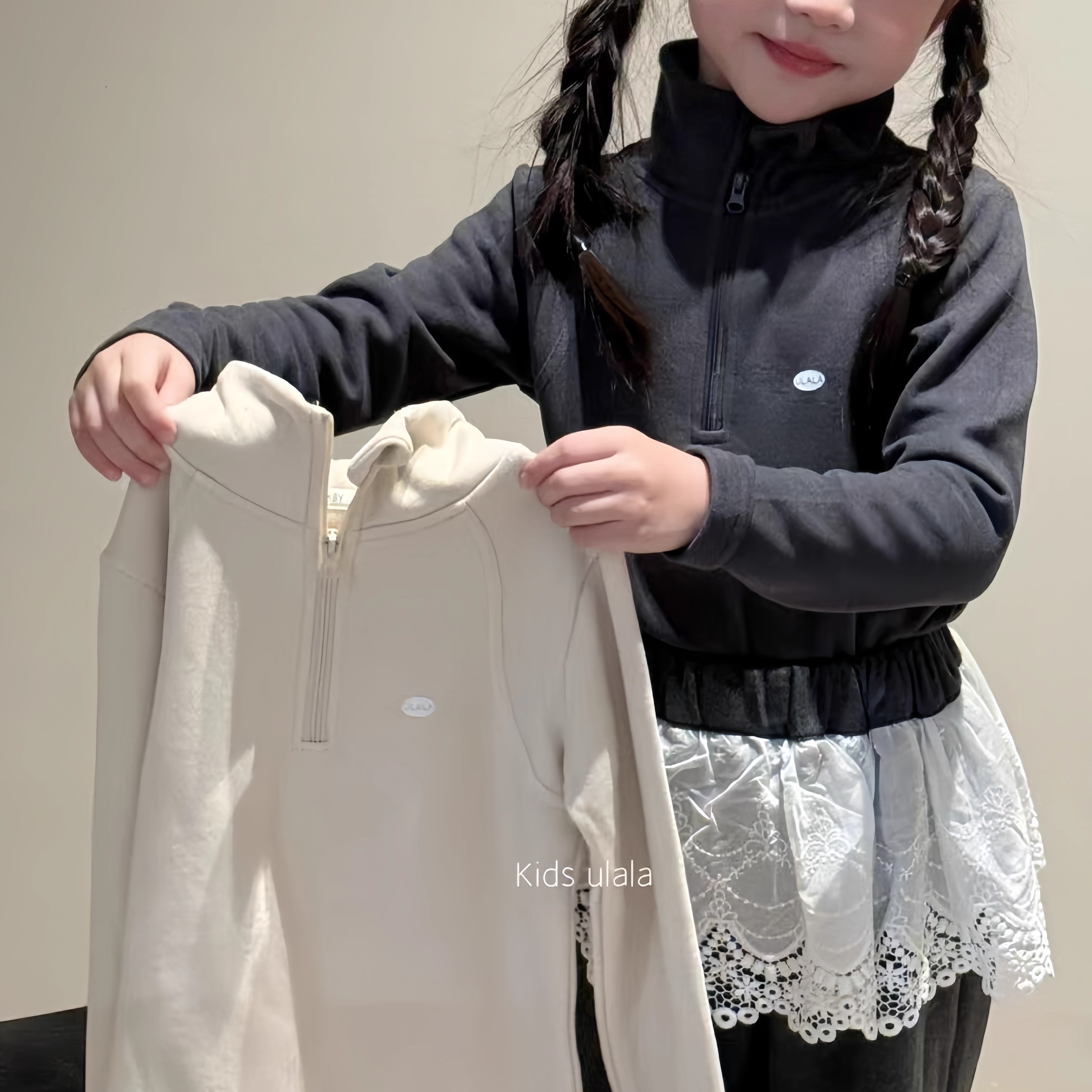 【正品现货】U男女童lulu风打底衫2025冬装新款自发热半高领上衣