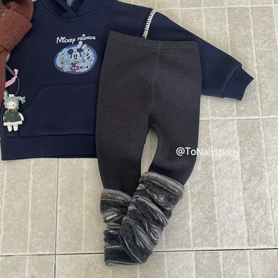 奈下女童加绒保暖打底裤2025冬装新款儿童加厚堆堆袜裤子