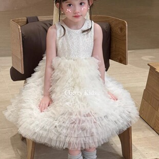 现货 樱桃女童礼服裙2026夏季 儿童洋气公主裙生日宴会礼服 正品