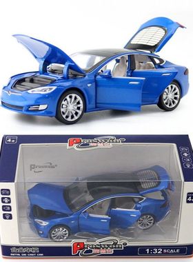 宝思仑1:32 ModelS合金轿车6开门汽车模型仿真儿童玩具盒装
