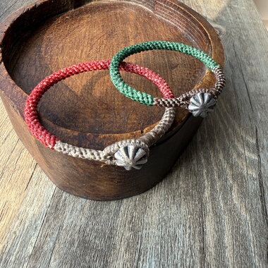 【泽】原创泰国蜡线纯银手工编手绳 情侣手链脚链 蜡线手绳