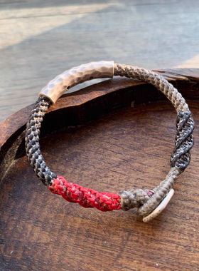 【闲】原创泰国蜡线纯银手工编手绳 情侣手链脚链 蜡线手绳