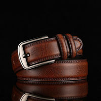 New minimalist men's belt, men's cowhide needle buckle belt, brown casual and trendy men's belt gift for middle-aged and young people thumbnail 2