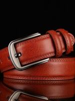 New minimalist men's belt, men's cowhide needle buckle belt, brown casual and trendy men's belt gift for middle-aged and young people thumbnail 8