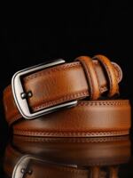 New minimalist men's belt, men's cowhide needle buckle belt, brown casual and trendy men's belt gift for middle-aged and young people thumbnail 5