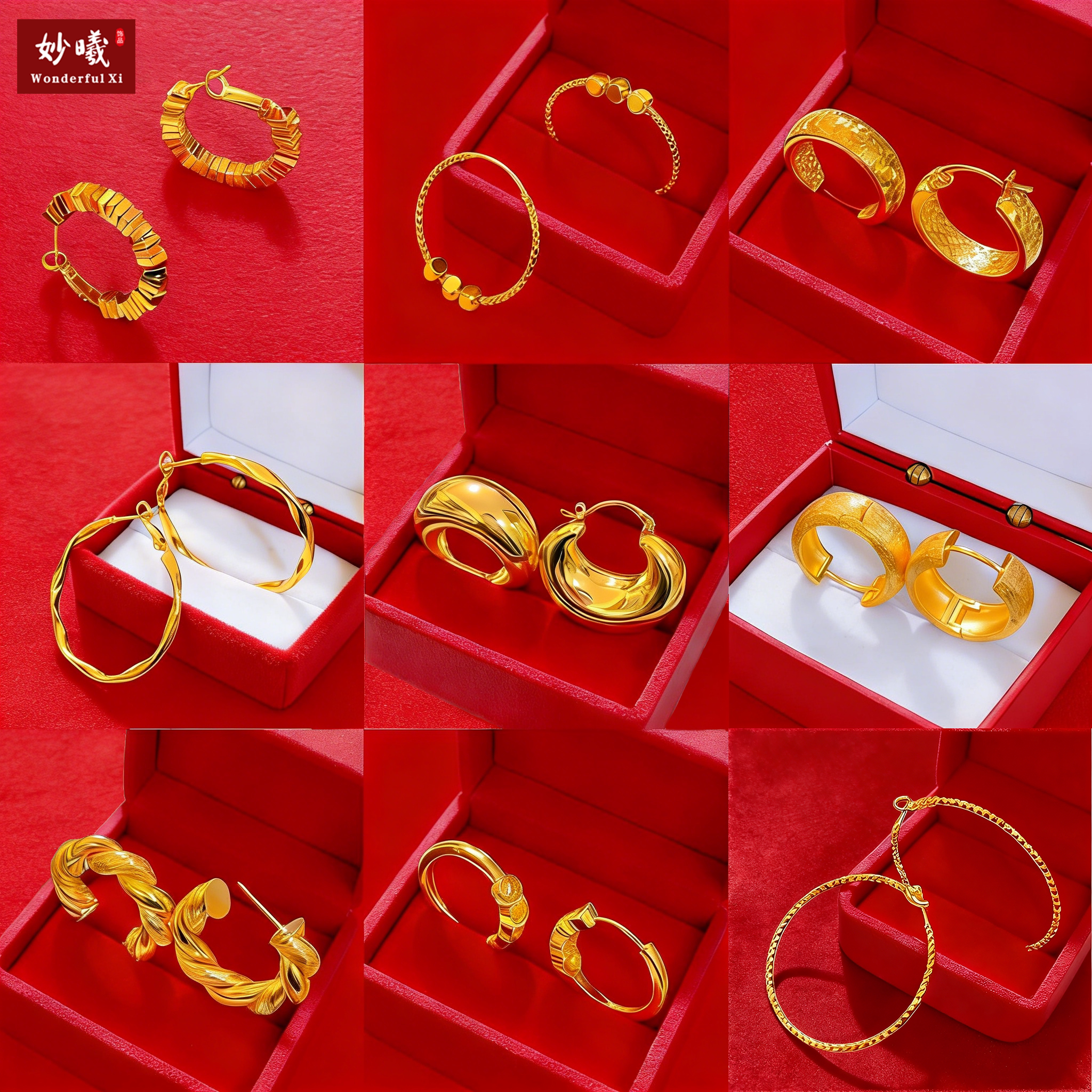 妙曦沙金耳环女短款时尚镀金仿真黄金耳圈轻奢小众高级感气质耳饰