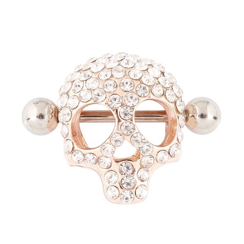 乳钉人体穿刺饰品乳环不过敏骷髅金色鬼头水钻防过敏医用不锈钢杆