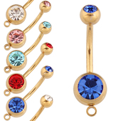 肚脐环金色不过敏脐环配件多色脐钉DIY大球带小圈双钻穿刺饰品