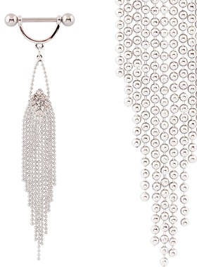 乳钉穿刺爪链珠链乳环流苏镶白色水钻 body piercing nipple ring