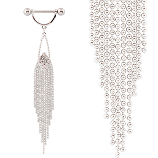 乳钉穿刺爪链珠链乳环流苏镶白色水钻 body piercing nipple ring