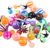 9个肚脐钉UV脐环塑料杆防过敏粗针1.6mm基本款 过安检不过敏穿刺