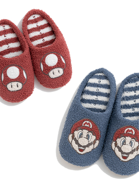 云朵里商店 冬季毛绒软绵绵可爱卡通马里奥居家拖鞋室内鞋 情侣款