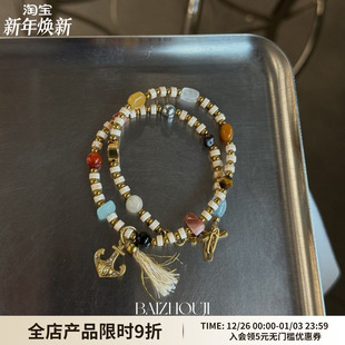 WAY MOON原创设计民族风花漾双层手工小众彩色双圈贝壳手链女