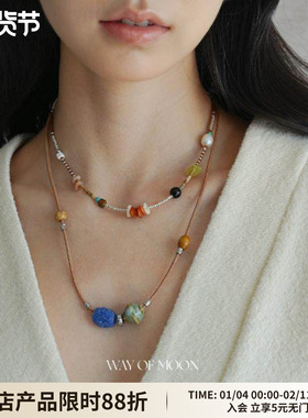 原创设计天然石项链锁骨链