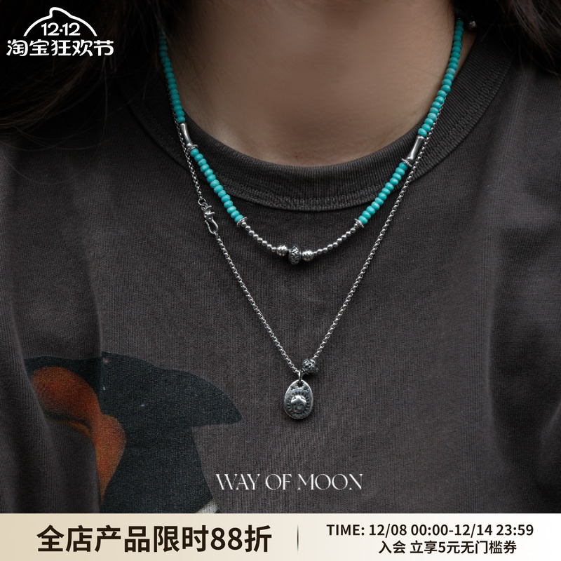 WAYOFMOON小众复古蓝色项链