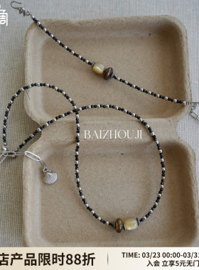 WAYOFMOON小众黑色尖晶石项链