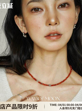 圣诞新年红色天然玛瑙串珠项链女